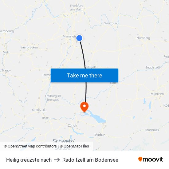 Heiligkreuzsteinach to Radolfzell am Bodensee map