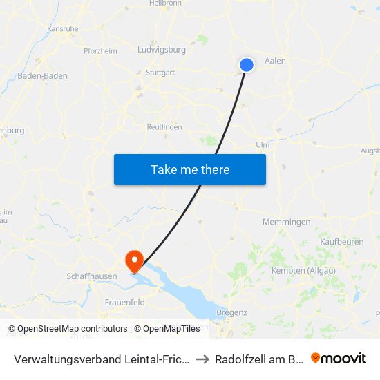 Verwaltungsverband Leintal-Frickenhofer Höhe to Radolfzell am Bodensee map