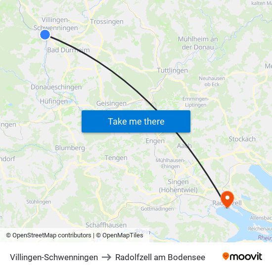 Villingen-Schwenningen to Radolfzell am Bodensee map