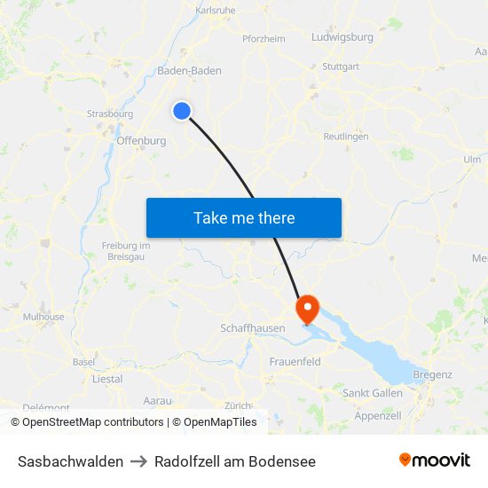 Sasbachwalden to Radolfzell am Bodensee map