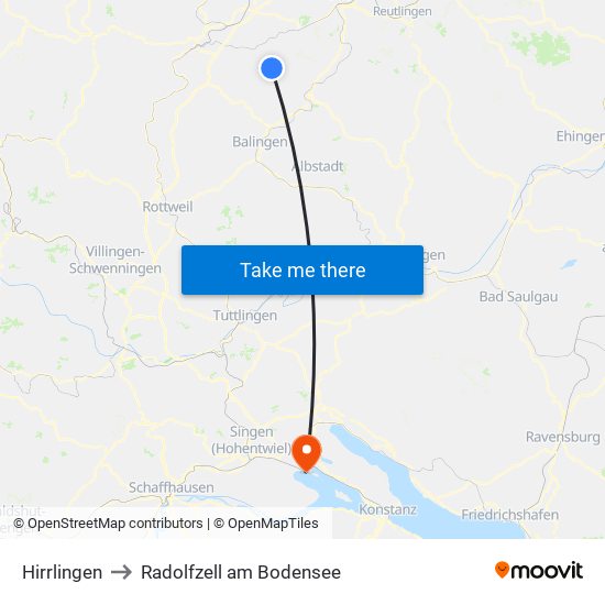Hirrlingen to Radolfzell am Bodensee map
