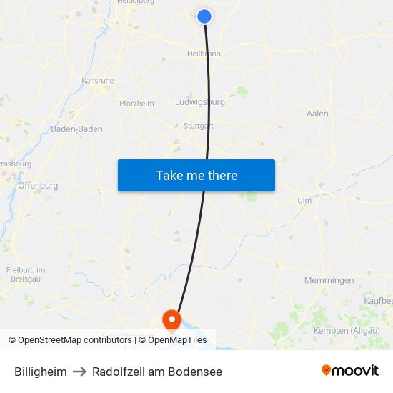Billigheim to Radolfzell am Bodensee map