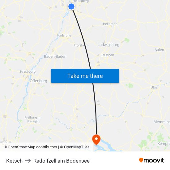 Ketsch to Radolfzell am Bodensee map