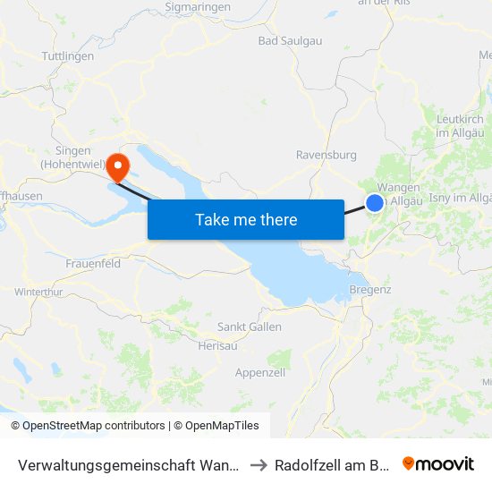 Verwaltungsgemeinschaft Wangen Im Allgäu to Radolfzell am Bodensee map