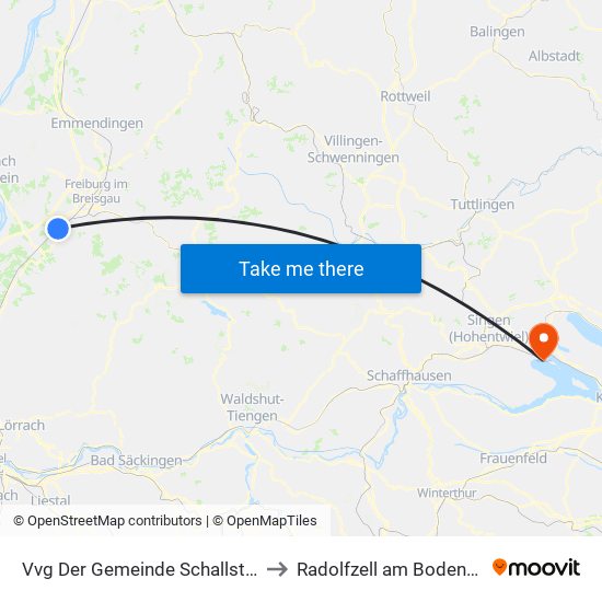 Vvg Der Gemeinde Schallstadt to Radolfzell am Bodensee map