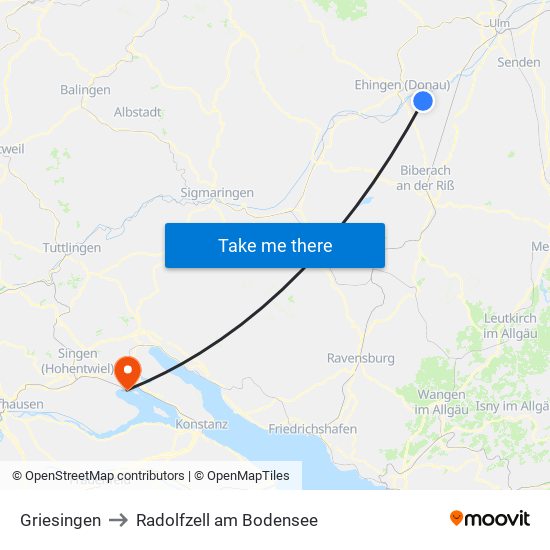 Griesingen to Radolfzell am Bodensee map
