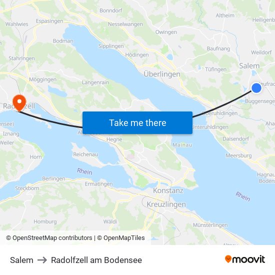 Salem to Radolfzell am Bodensee map