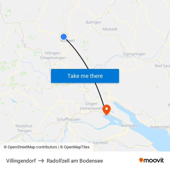 Villingendorf to Radolfzell am Bodensee map