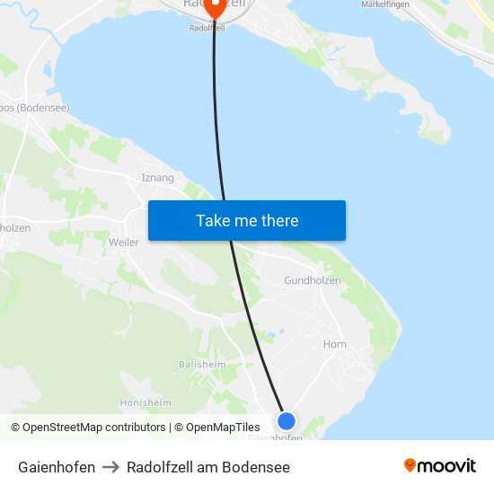 Gaienhofen to Radolfzell am Bodensee map