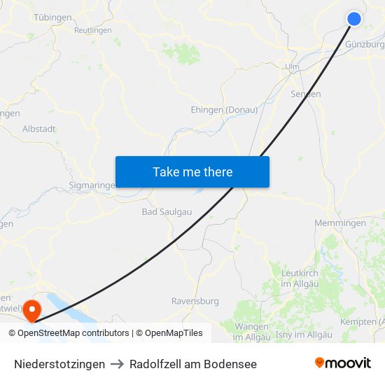 Niederstotzingen to Radolfzell am Bodensee map