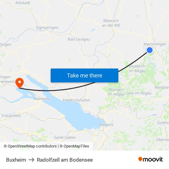 Buxheim to Radolfzell am Bodensee map