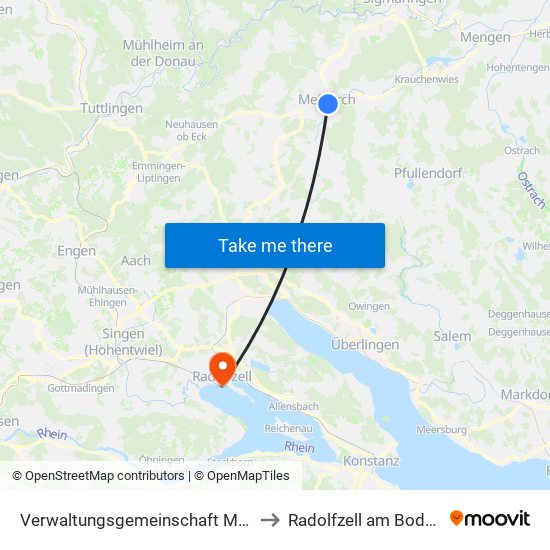 Verwaltungsgemeinschaft Meßkirch to Radolfzell am Bodensee map