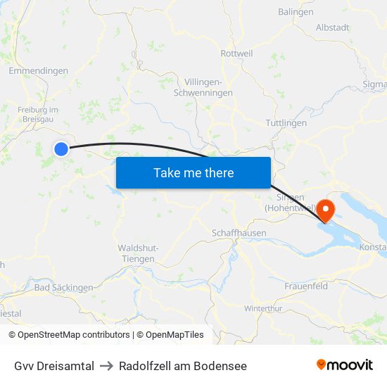 Gvv Dreisamtal to Radolfzell am Bodensee map