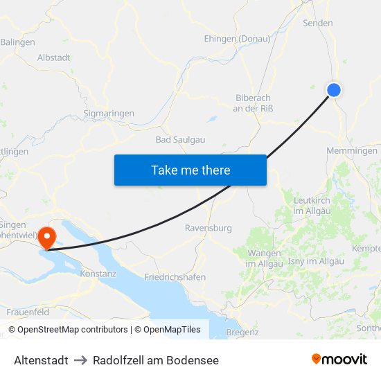 Altenstadt to Radolfzell am Bodensee map