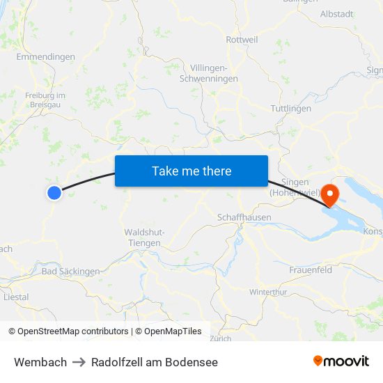 Wembach to Radolfzell am Bodensee map