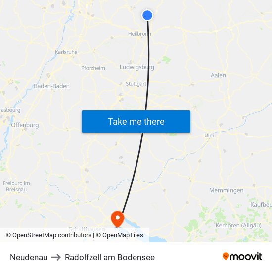 Neudenau to Radolfzell am Bodensee map