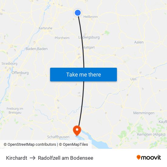 Kirchardt to Radolfzell am Bodensee map