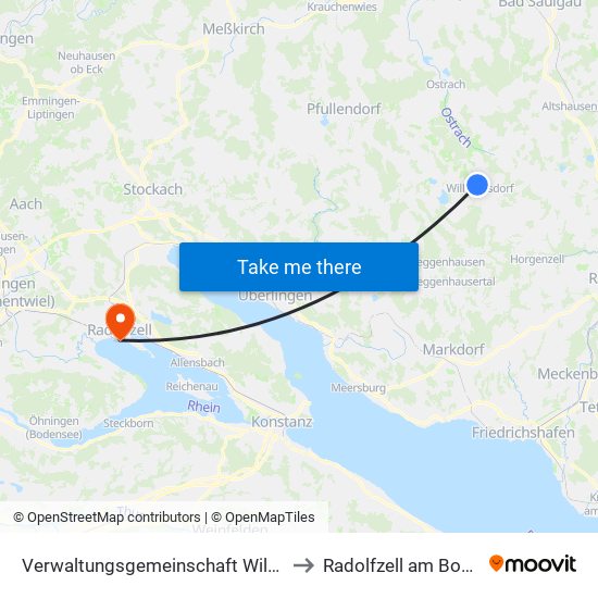 Verwaltungsgemeinschaft Wilhelmsdorf to Radolfzell am Bodensee map