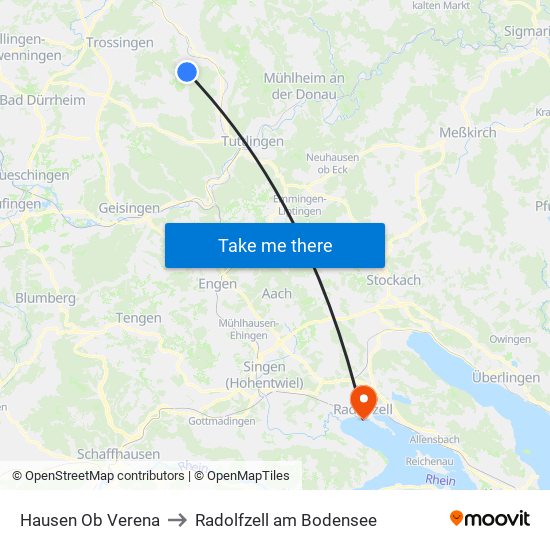 Hausen Ob Verena to Radolfzell am Bodensee map