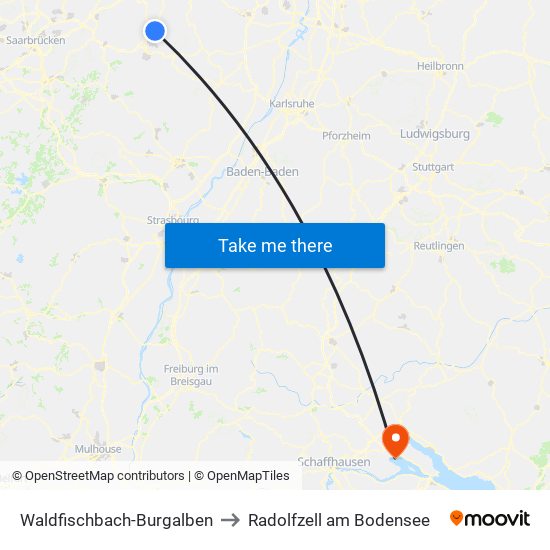 Waldfischbach-Burgalben to Radolfzell am Bodensee map