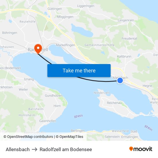 Allensbach to Radolfzell am Bodensee map