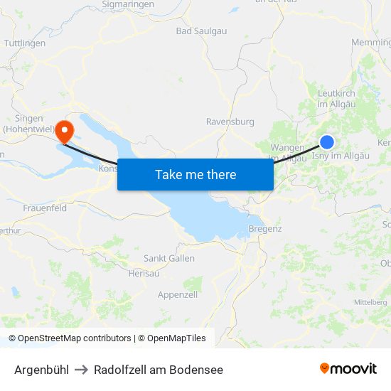 Argenbühl to Radolfzell am Bodensee map