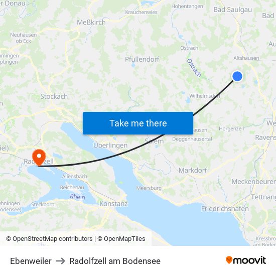 Ebenweiler to Radolfzell am Bodensee map