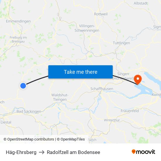 Häg-Ehrsberg to Radolfzell am Bodensee map