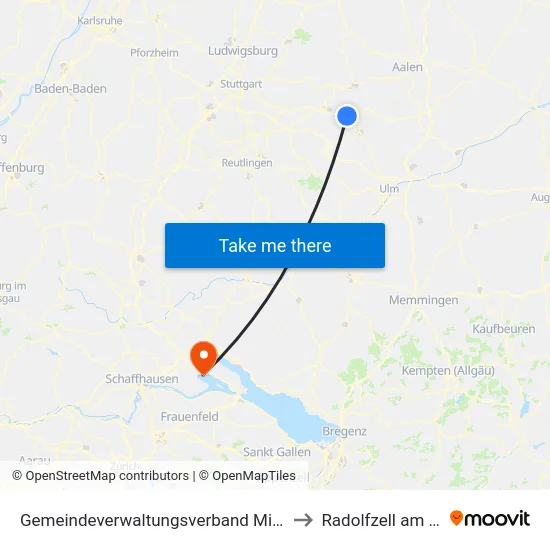 Gemeindeverwaltungsverband Mittleres Fils-Lautertal to Radolfzell am Bodensee map