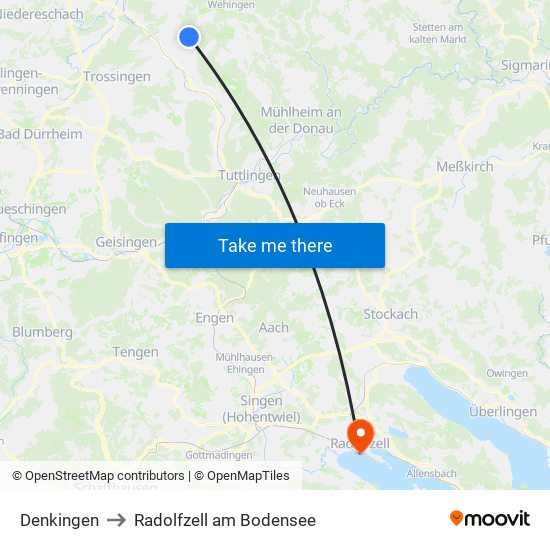 Denkingen to Radolfzell am Bodensee map