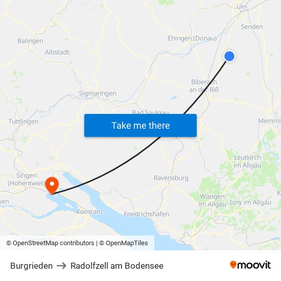 Burgrieden to Radolfzell am Bodensee map