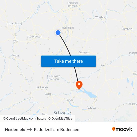 Neidenfels to Radolfzell am Bodensee map