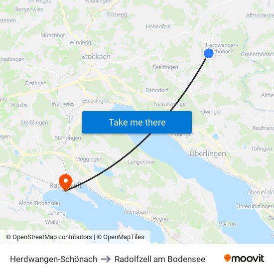 Herdwangen-Schönach to Radolfzell am Bodensee map