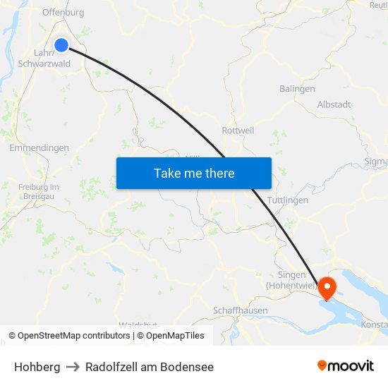 Hohberg to Radolfzell am Bodensee map