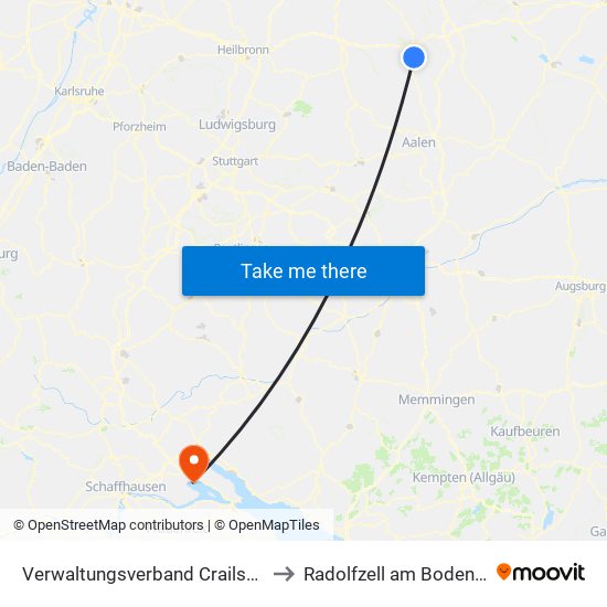 Verwaltungsverband Crailsheim to Radolfzell am Bodensee map