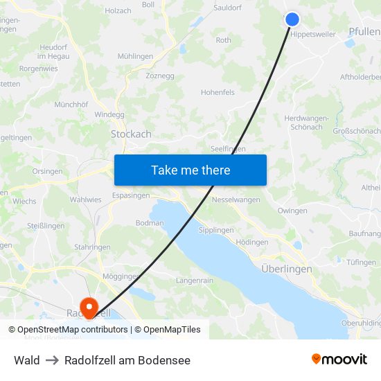 Wald to Radolfzell am Bodensee map