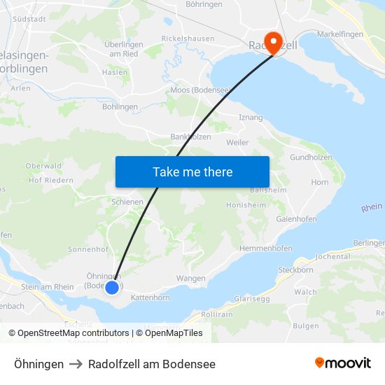 Öhningen to Radolfzell am Bodensee map