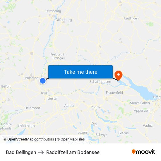 Bad Bellingen to Radolfzell am Bodensee map