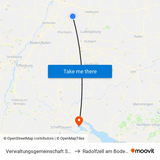 Verwaltungsgemeinschaft Sulzfeld to Radolfzell am Bodensee map