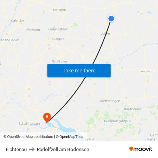 Fichtenau to Radolfzell am Bodensee map