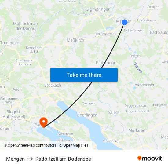 Mengen to Radolfzell am Bodensee map