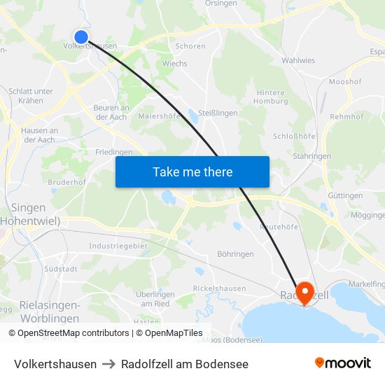 Volkertshausen to Radolfzell am Bodensee map