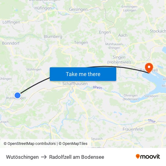 Wutöschingen to Radolfzell am Bodensee map