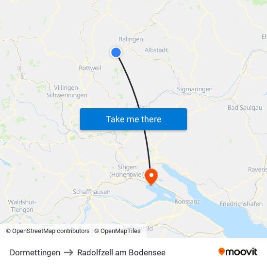 Dormettingen to Radolfzell am Bodensee map