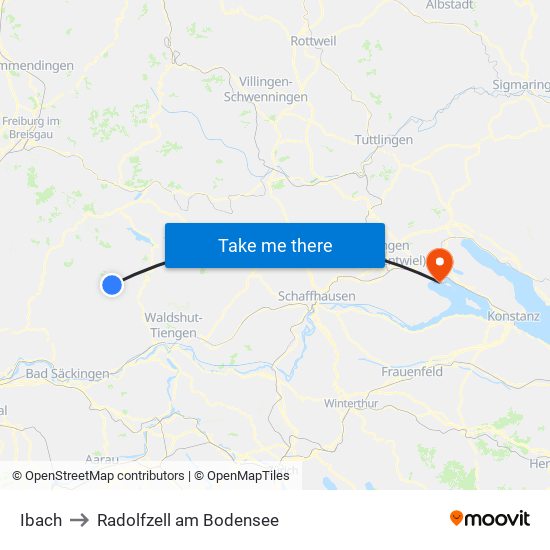 Ibach to Radolfzell am Bodensee map