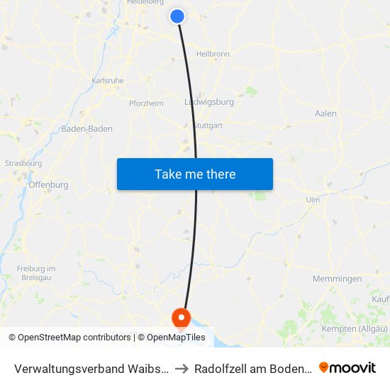 Verwaltungsverband Waibstadt to Radolfzell am Bodensee map