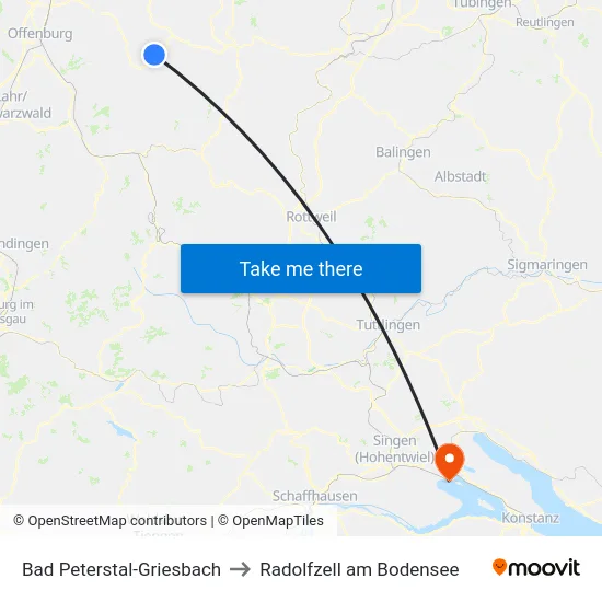 Bad Peterstal-Griesbach to Radolfzell am Bodensee map