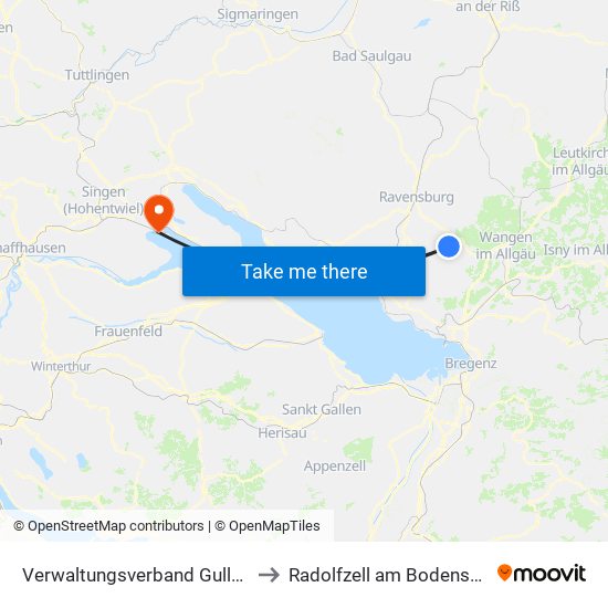 Verwaltungsverband Gullen to Radolfzell am Bodensee map