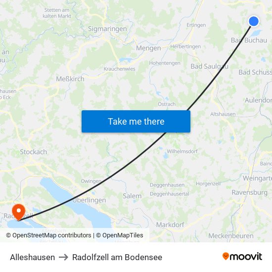 Alleshausen to Radolfzell am Bodensee map