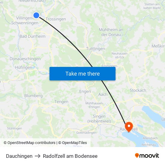 Dauchingen to Radolfzell am Bodensee map